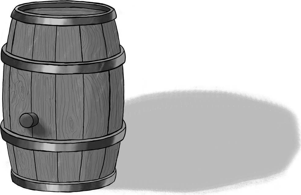 Chapter heading illustration: a hooped wooden barrel and its long shadow